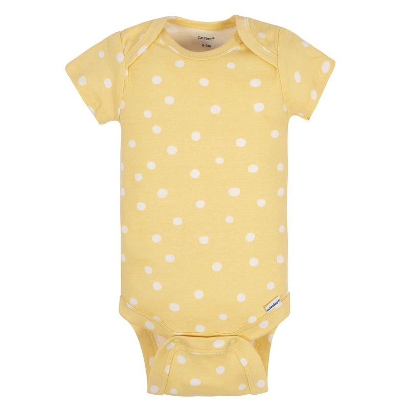 Grow by Gerber Baby Girls 5-Pack Short-Sleeve Onesies Bodysuits, Orange/Yellow/Green/Ivory, Newborn - Image 3